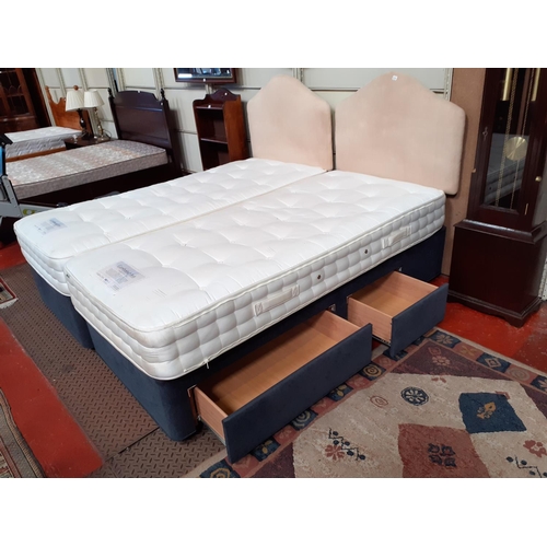 515 - Two Zip Link Beds with Gainsborough Mattresses,  Headboard and Secret Safe in One of Beds Bases and ... 