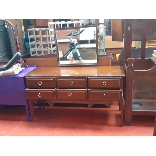 586 - Stag, Six Drawer Dressing Table with Mirror.