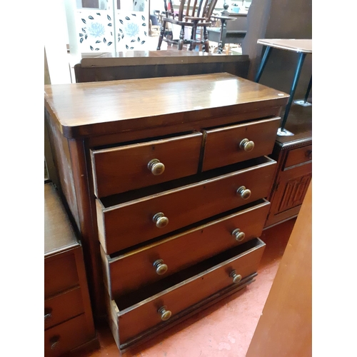 611 - Solid Mahogany 2 Over 3 Chest of Drawers - Approximately 98cm Wide, 46cm Deep & 110cm High.