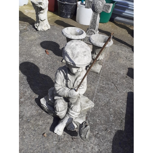 632 - Concrete Garden Fishing Boy Figure.