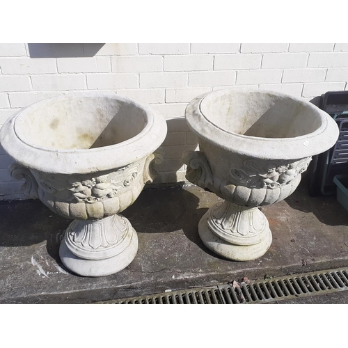 648 - Pair of Large Concrete Urns on Bases - approx 26