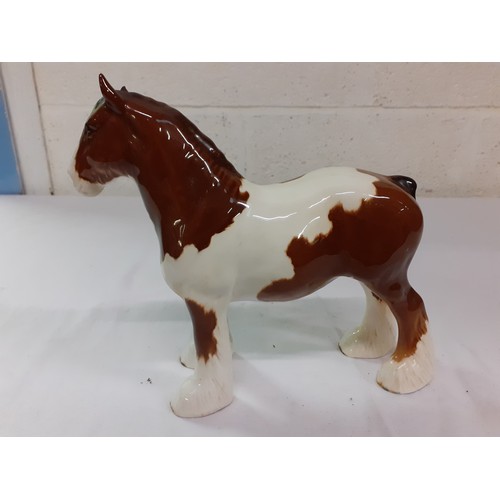 413 - Beswick Brown & White Skewbald Shire Horse Figure (A/F) Model no 818.