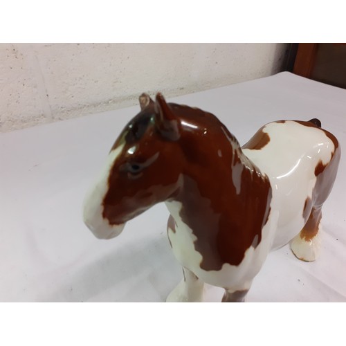 413 - Beswick Brown & White Skewbald Shire Horse Figure (A/F) Model no 818.