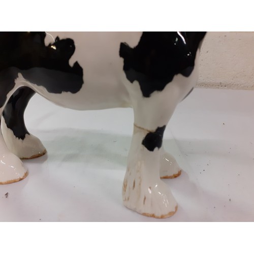 431 - Beswick Black & White Piebald Shire Horse Model no 818 - Restored