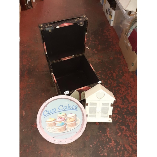 85 - Decorative Storage Box, Cupcake Tray and Egg Holder Birdhouse.