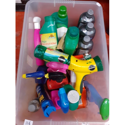 116 - Box of Cleaning Products, Windscreen Wash, Garden Fluids etc.