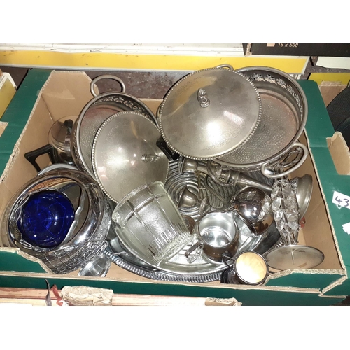 43 - Box of Assorted Plated Ware.