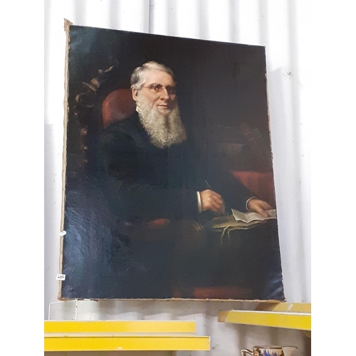 486 - Oil on Canvas Large Portrait of Thomas Rees, Non-conformist Minister (1815-1885) Signed by A Vye Par... 