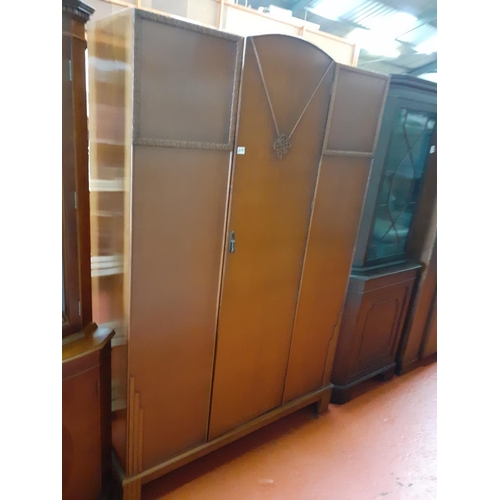 608 - Vintage Oak Single Door Art Deco Style Large Wardrobe.