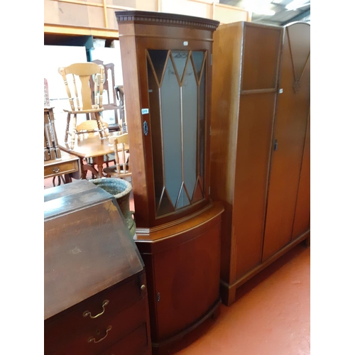 609 - Mahogany Glazed Top Corner Cabinet over Single Cupboard.