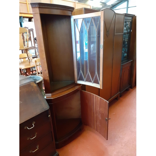 609 - Mahogany Glazed Top Corner Cabinet over Single Cupboard.