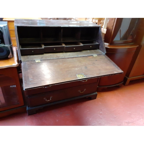 610 - Large Georgian Drop Front Writing Bureau over 5 Drawers with Brass Handles.