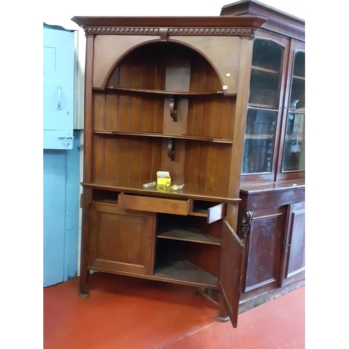 619 - Large Mahogany Corner Cabinet with Open Top over Double Cupboard and Drawers - Approx 4ft Across the... 