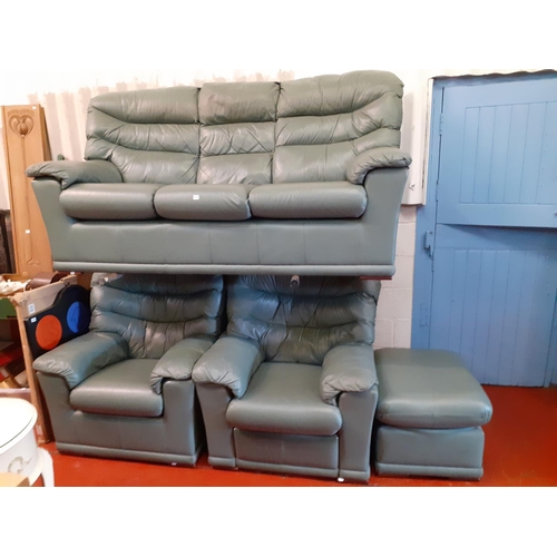 620 - G-Plan Sage Green Three Seater Settee with Two Matching Arm Chairs (one of which is a manual recline... 