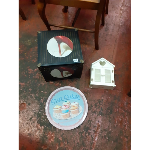 85 - Decorative Storage Box, Cupcake Tray and Egg Holder Birdhouse.