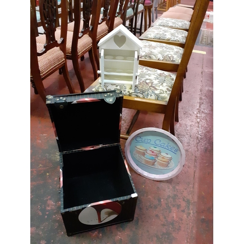 85 - Decorative Storage Box, Cupcake Tray and Egg Holder Birdhouse.