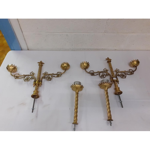 140 - 4 Brass Vintage Church Candle Holders.