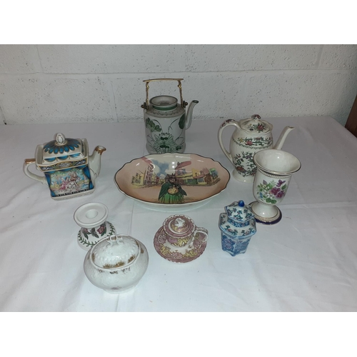 152 - Tray of Teapots, Vase, Doulton Bowl etc.