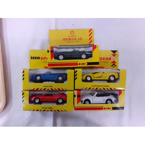 174 - Boxed Shell Classic Sportscar Collection Jaguar E Cabriolet, Porsche 911 Turbo Cabriolet, Ferrari 34... 