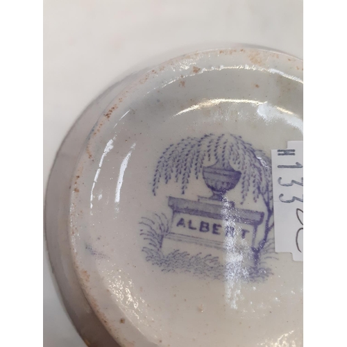 Two Purple & White Vintage Jugs Possibly Llanelly approx 19cm tall.