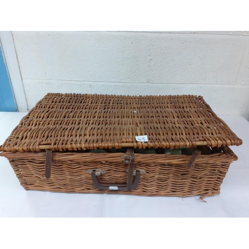 43 - Wicker Picnic Hamper with China, Cutlery & Thermos Flasks.