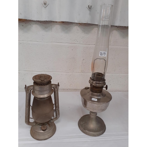 217 - Plated Oil Lamp & Tilli Lamp.