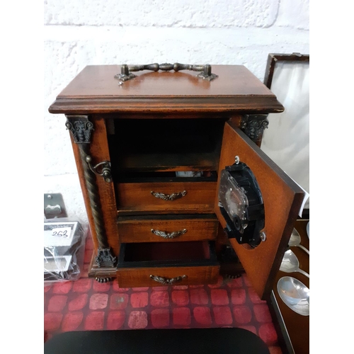 250 - Vintage Style Jewellery Cabinet with Inset Clock.