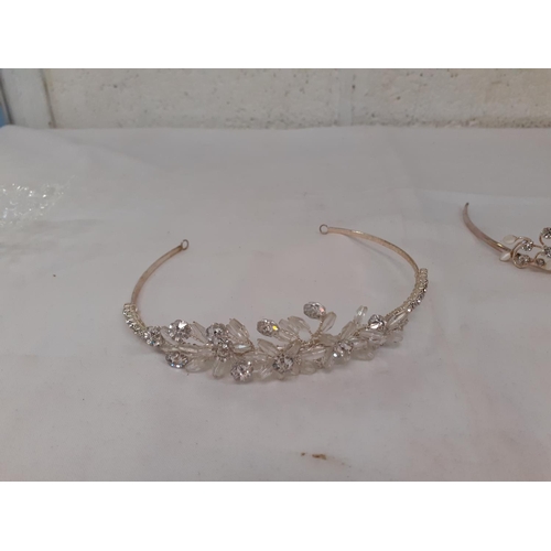 259 - Three Diamante Tiara's & Diamante Hair Bow Clip.