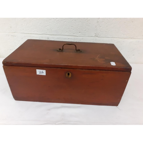 26 - Vintage Hinged Lid Storage Box - Possibly Shoe Shine Box.