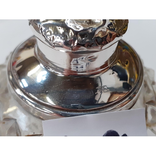 338 - White Metal Mounted Globular Scent Bottle & Stopper.