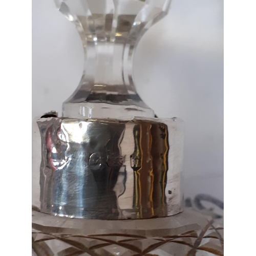 348 - Hallmarked Silver Mounted Dressing Table Bottle & Stopper (Marks Rubbed).