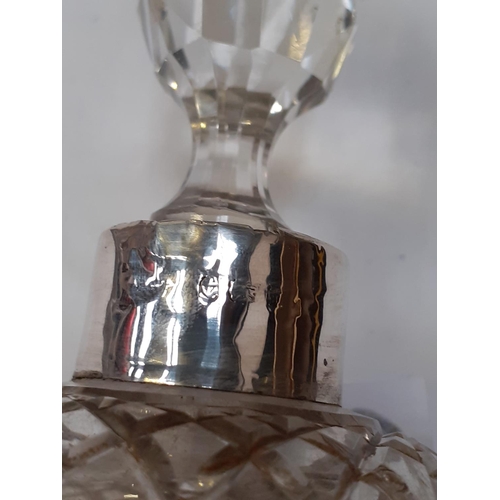 348 - Hallmarked Silver Mounted Dressing Table Bottle & Stopper (Marks Rubbed).