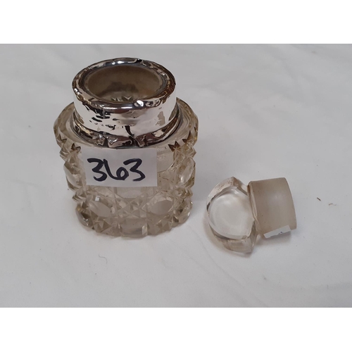 363 - Hallmarked Silver Mounted Dressing Table Bottle & Stopper (Marks Rubbed).