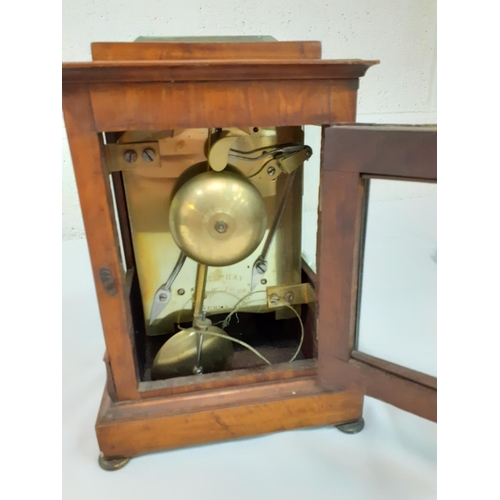 418 - Vintage Brass Willm Hay, Wolverhampton Mantle Clock in Mahogany & Glass Case.