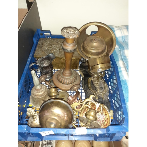 51 - Quantity of Brassware, Horse Brasses, Candle Holders & Plated Ware.