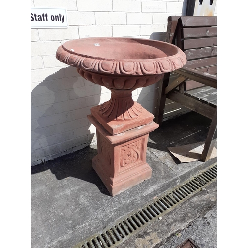 679 - Large Concrete Garden Urn on Square Base Plinth - 33