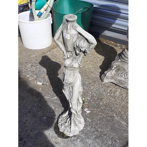 683 - Concrete Garden Girl with Urn - Approx 2ft tall.