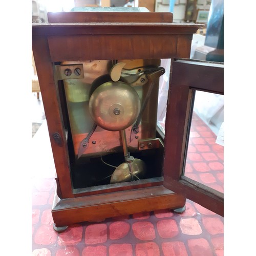 418 - Vintage Brass Willm Hay, Wolverhampton Mantle Clock in Mahogany & Glass Case.