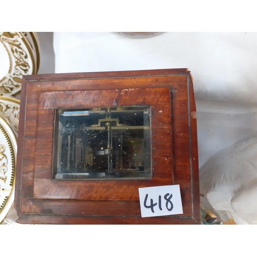 418 - Vintage Brass Willm Hay, Wolverhampton Mantle Clock in Mahogany & Glass Case.