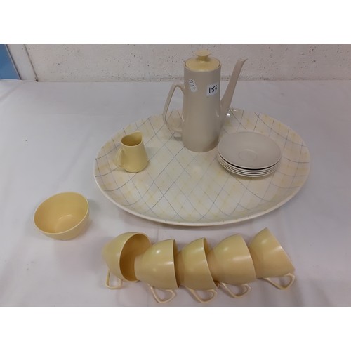 147 - 13 Piece Cream & Lemon Staffordshire Coffee Set & Similar Swinnerton's Meat Plate.