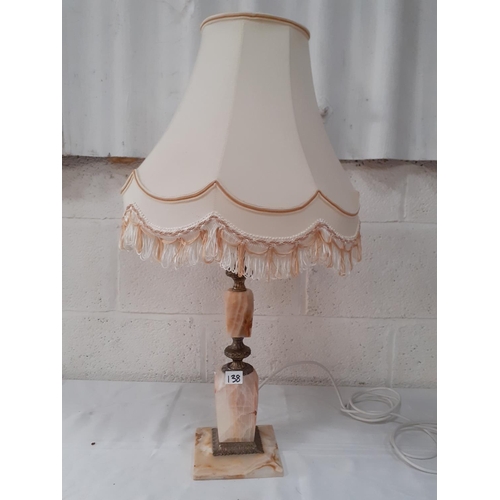 138 - Onyx Based Table Lamp & Shade - Base is 18