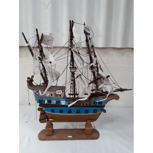 143 - Carved Model of Galleon - some repair needed.