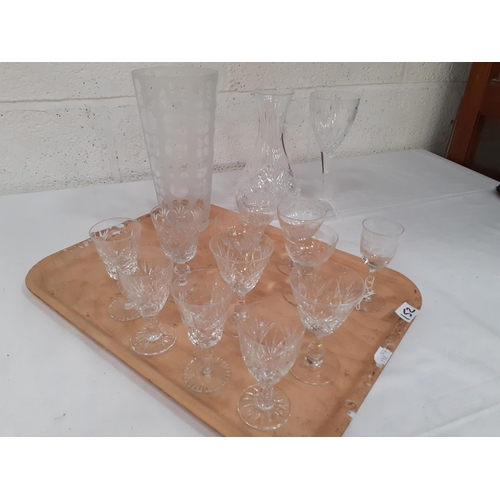 152 - Tray of Cut Glass Vases & Glasses.