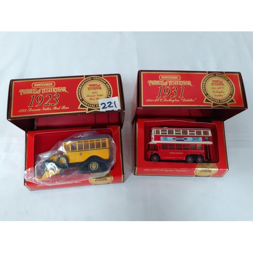 221 - Boxed Matchbox Models of Yesteryear Special Editions Y16 1923 Scania-Vabis Post Bus & Y10 1931 AEC T... 