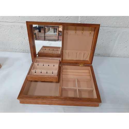 224 - Solid Oak Hinged Lid Jewellery Box.