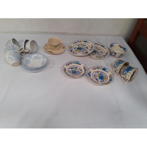 247 - Tray of Cups & Saucers to Include Masons Regency, Burleigh, Royal Doulton etc.