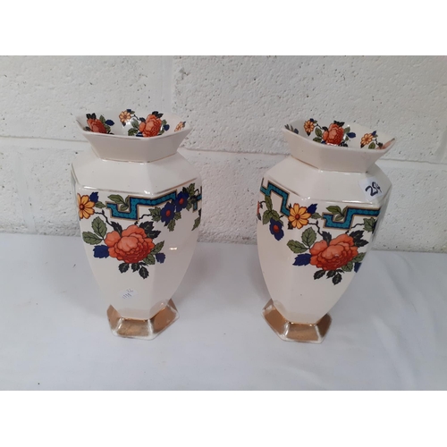 254 - Pair of Falcon Ware Octagonal Vase - approx 27cm tall.