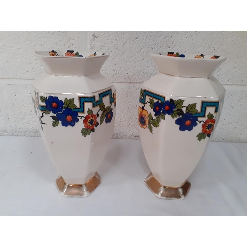 254 - Pair of Falcon Ware Octagonal Vase - approx 27cm tall.