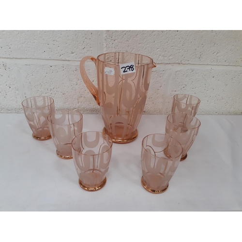 278 - Retro Lemonade Jug & 6 Glass Set.