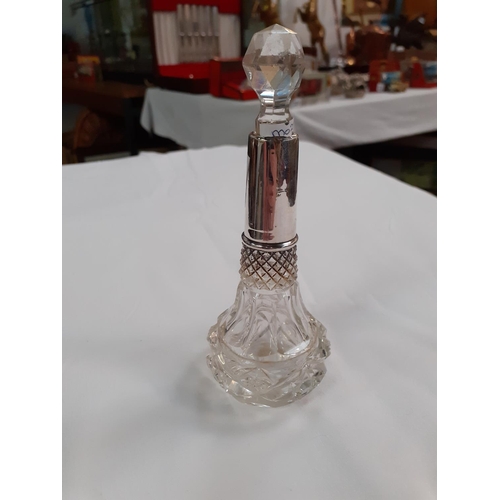 282 - White Metal Mounted Scent Bottle & Stopper.